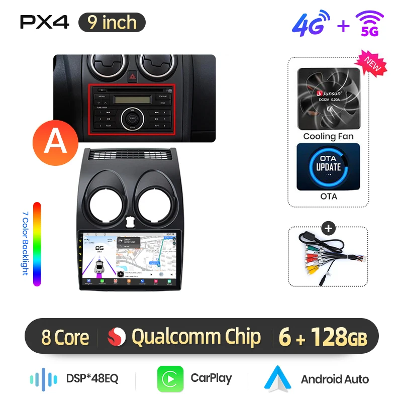 AWESAFE Draadloze CarPlay Android Auto Radio voor Nissan Qashqai J10 2006-2013 GPS Auto Navigatie Plug and Play met SWC RDS DSP