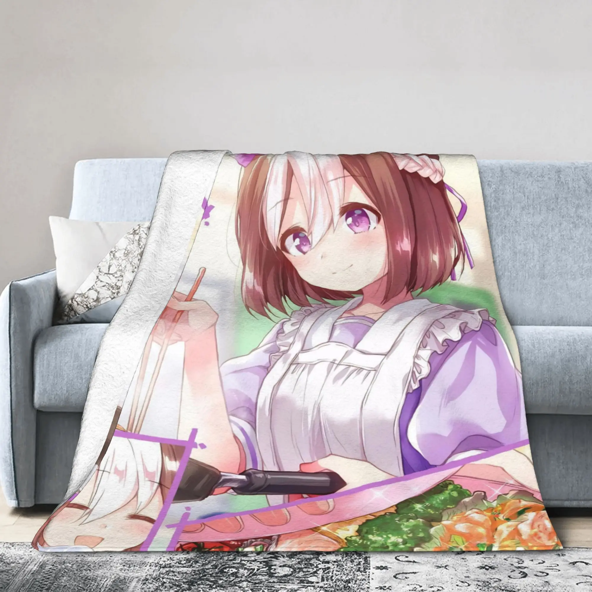 Umamusume Pretty Derby Cartoon Blankets Flannel Spring Autumn  Multi-function Warm Throw Blankets for Sofa Office Bedspread