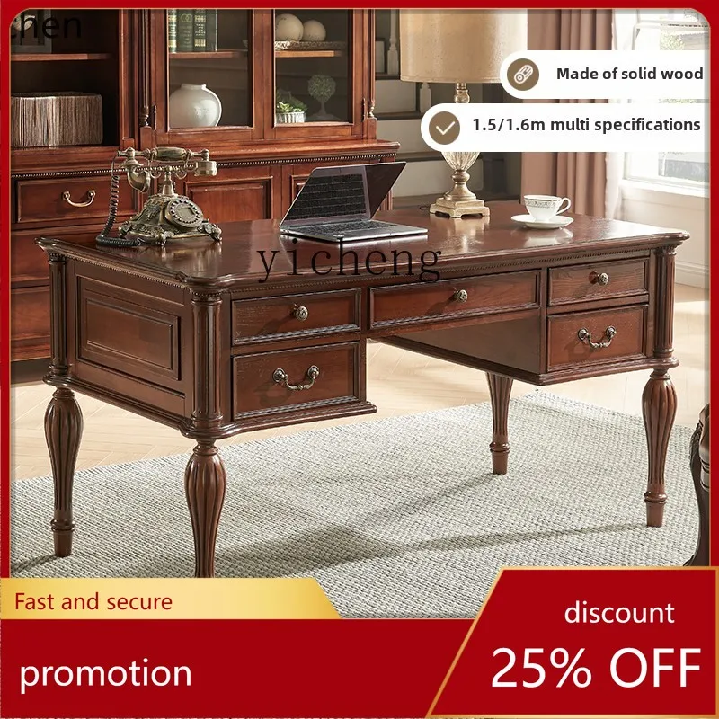 

ZMLpure стол из цельного дерева в стиле ретро, орех, домашний стол для босса, бревенчатый стол