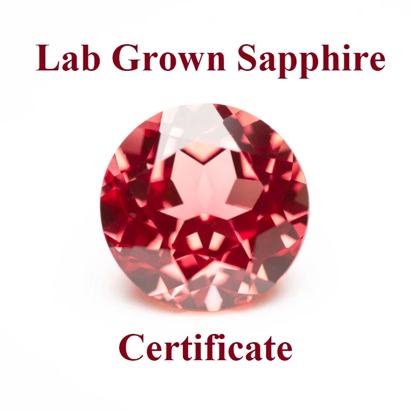 

Lab Grown Sapphire Sunset Red Color Round Shape Charm Beads for DIY Jewelry Making Necklace Materials Selectable AGL Certificate