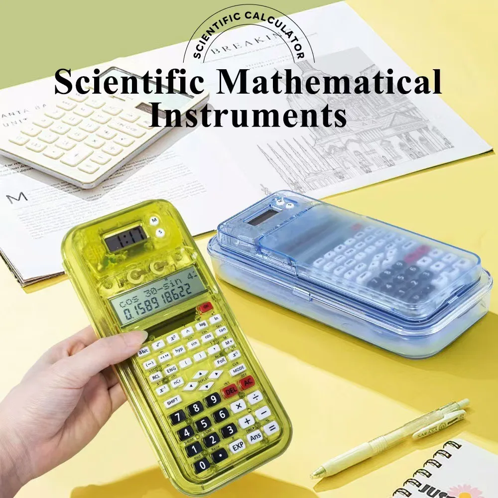 Calculator Popular Function Calculator With Time Display Transparent Pencil Case For Study Examination Office