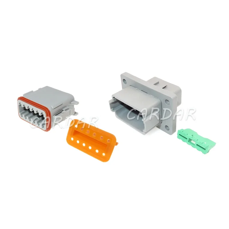 

1 Set 12 Pin DT04-12P-L012 DT06-12S AC Assembly Automobile Wire Waterproof Socket With 4 Holes Fixed Flange Plastic Housing Plug