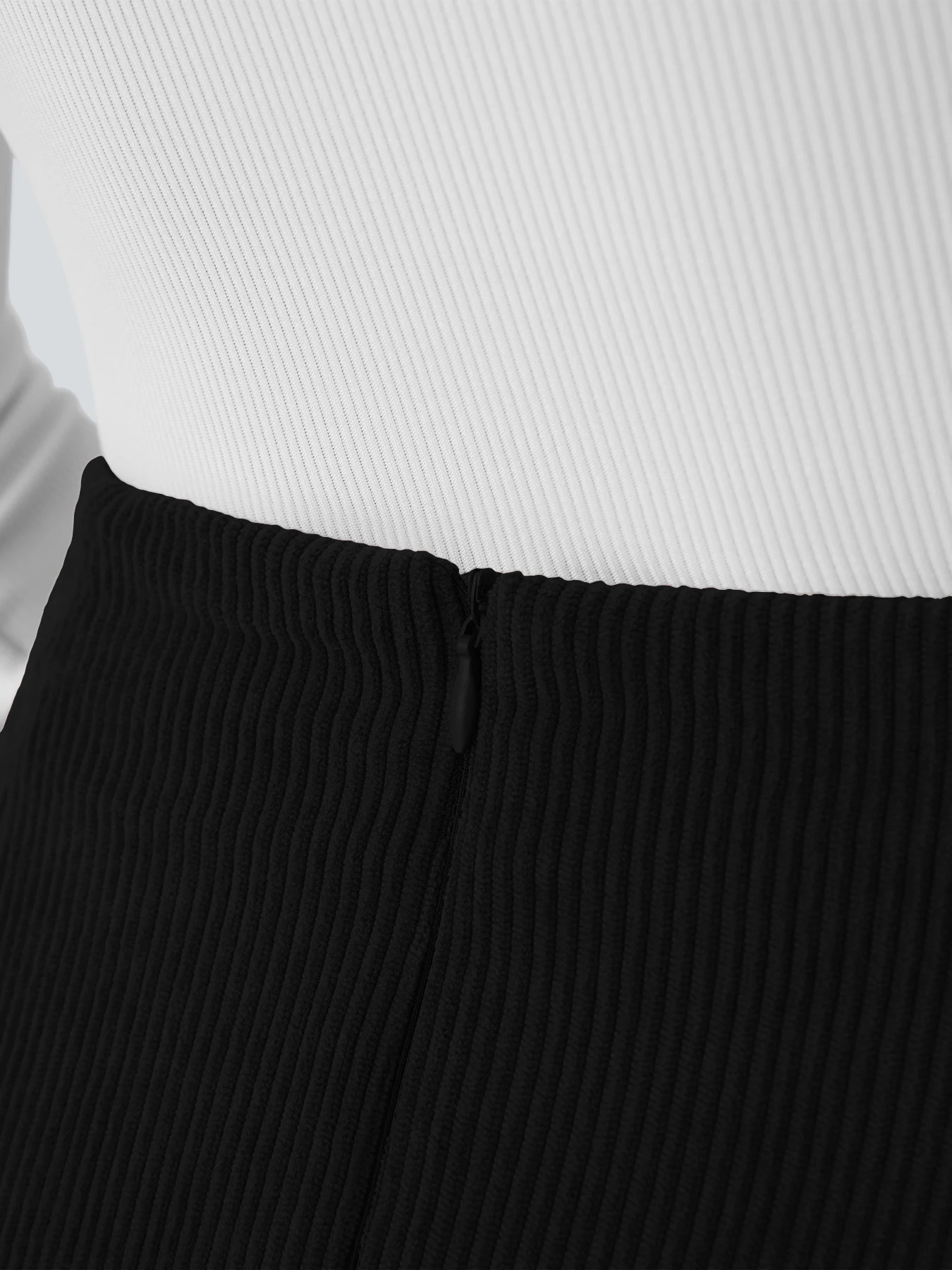 Women's Basic Elastic High Waist Tight Corduroy Hip Mini Pencil Skirt Casual Summer Thread Hip Fashion Skirt