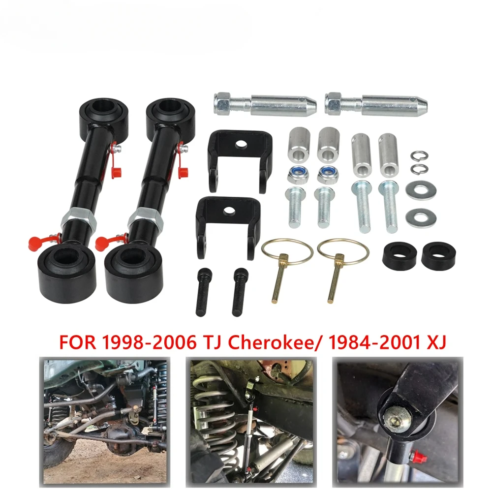 Adjustable Front Sway Bar Links Quicker Disconnects Fit For Wrangler 1998-2006 TJ Cherokee 1984-2001 XJ With 2.5