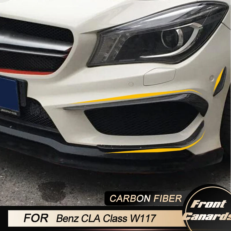 

Car Front Bumper Fog Lamp Covers For Mercedes-Benz Benz CLA Class W117 AMG 2013-2015 Racing Front Canards Fins Trim Carbon Fiber