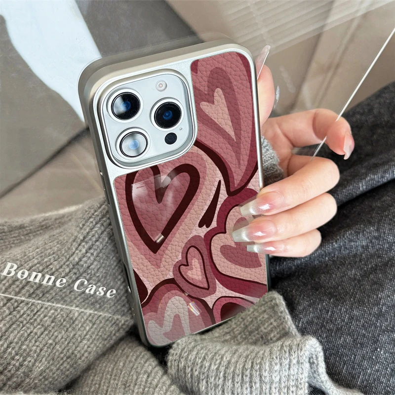 حافظة لهاتف آيفون 11/12/13/14/15/16/40 Pro Max AIR PLUS من الجلد الوردي المحظوظ