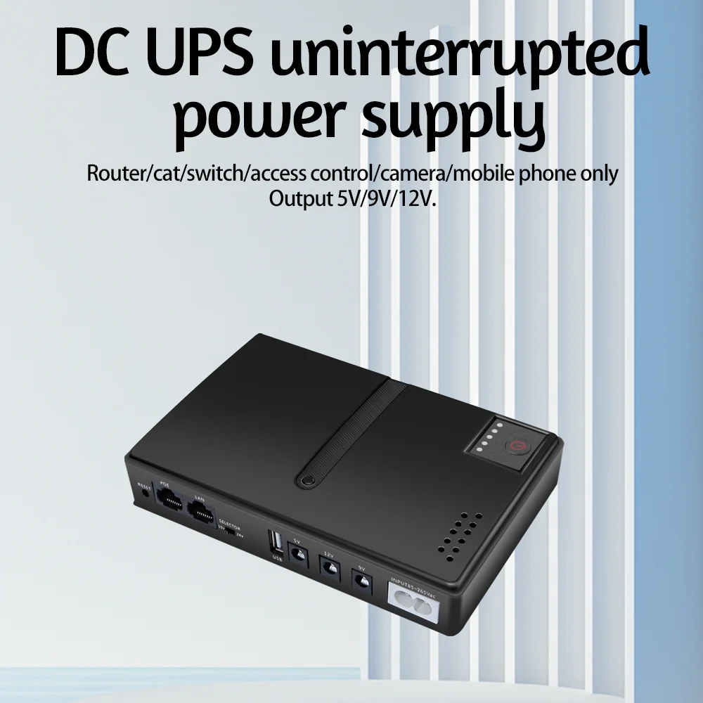 Mini UPS Uninterrupted Power Supply 10400mAh Lithium ion Backup Battery DC 12V/9V/5V Output for Wireless Router Optical Cats MP4