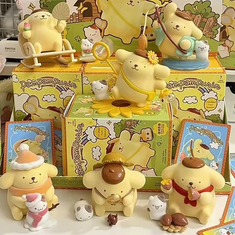 Miniso Pom Pom Purin Blind Box Four Seasons Series Cute Anime Cartoon Desktop Decoration Room Decoration Children Festival Gifts