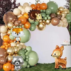 1Set Forest Theme Jungle Animals Balloon Garland Arch Set Green Brown Balloon Forest Animal Unisex Party Supplies Jungle Decora