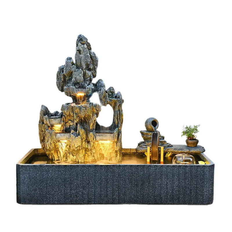 Outdoor rockery fountain, courtyard garden fish pond landscape, indoor balcony office ornament