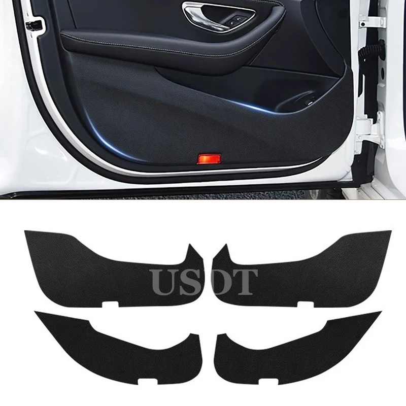 

4Pcs For Mercedes Benz E Class W213 W214 2016-2023 2024 2025 Door Anti Kick Mat Leather Carbon Fiber Door Sill Protect Sticker