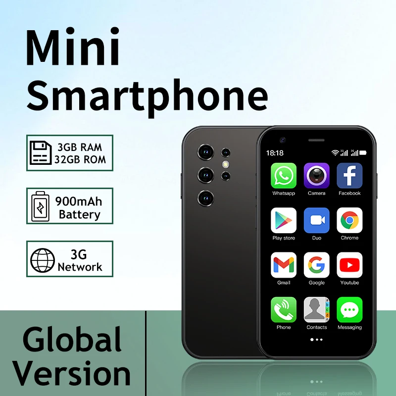 هاتف ذكي Mini 24 3G 2025، هاتف Android فائق المدمج مقاس 3.0 بوصة، 3+32 جيجابايت، شريحة مزدوجة، يدعم Google، تجربة حجم صغير