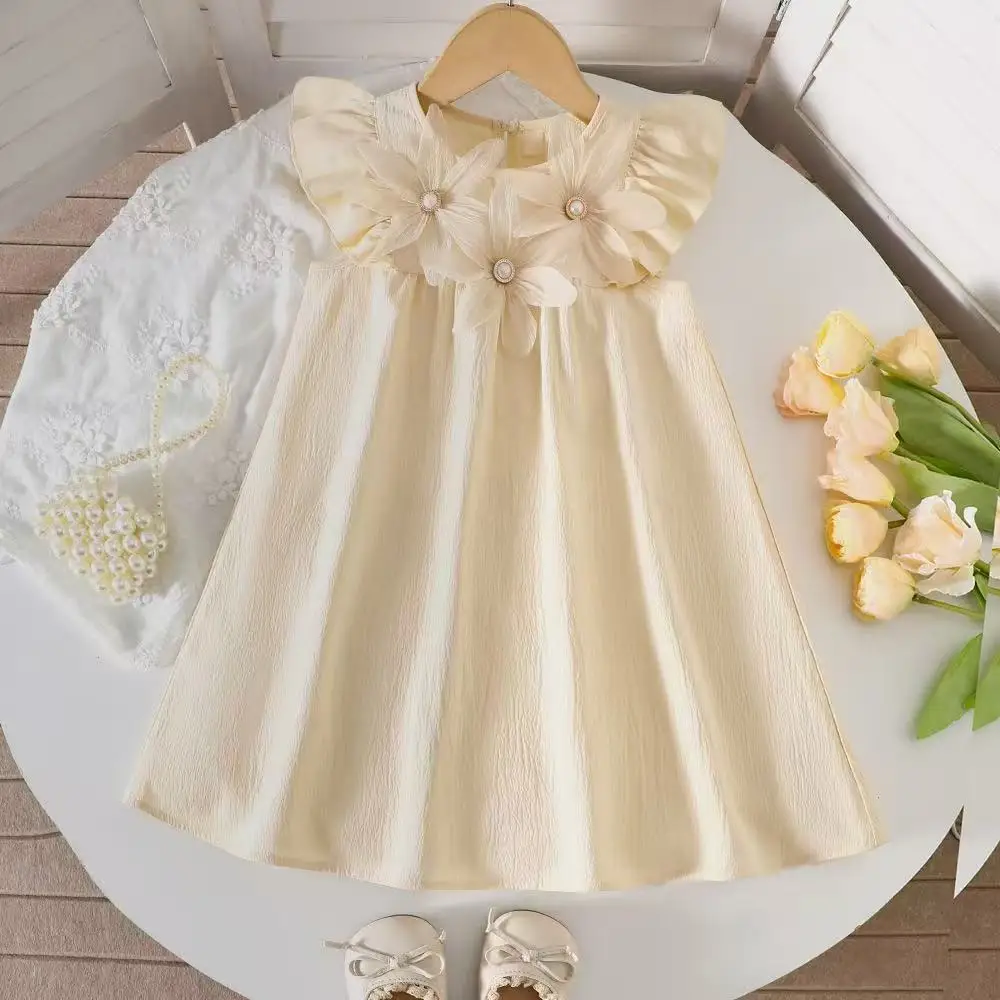 

Girls' Knee-Length Dresses Summer Sleeveless Dress Casual For Baby Girl Children Clothes Skirt 2-7 Years Chinese Style 2026 New