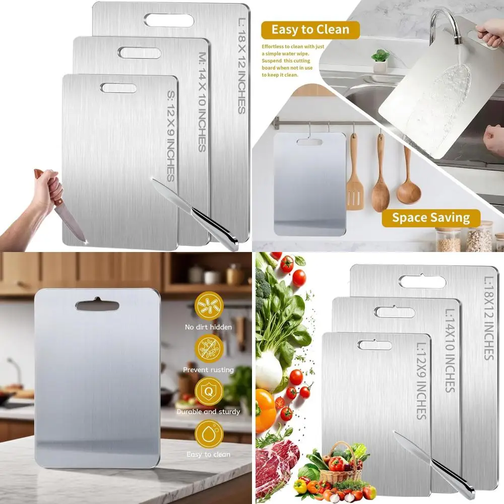 

Кухонная разделочная доска из чистого титана, 18x12, высококачественная гигиеническая и прочная для приготовления мяса, фруктов и овощей.