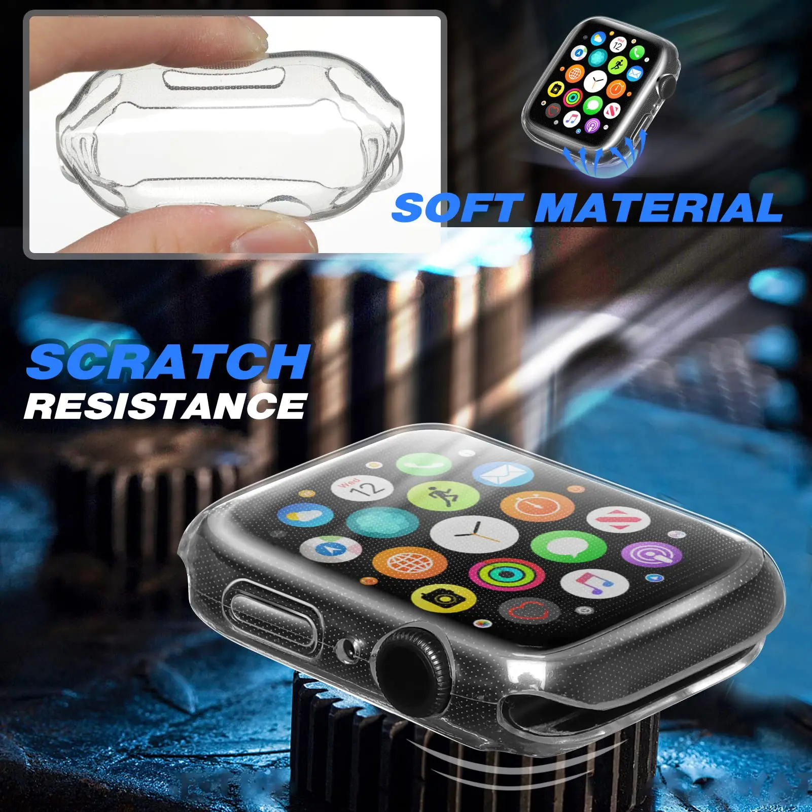 Protector de pantalla para funda de Apple Watch, 45mm, 41mm, 44MM, 40MM, 42mm, 38MM, cubierta completa de TPU, accesorios para Iwatch Series 8, 7,