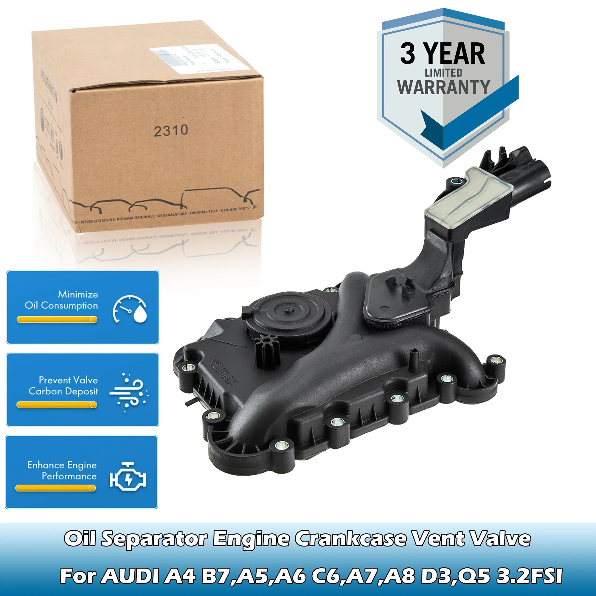 

Genuine Oil Separator Crankcase Vent Valve 06E103547E,06E103547A,06E103547P For AUDI A4 B7 B8,A5,A6 C6,A7,A8 D3, Q5