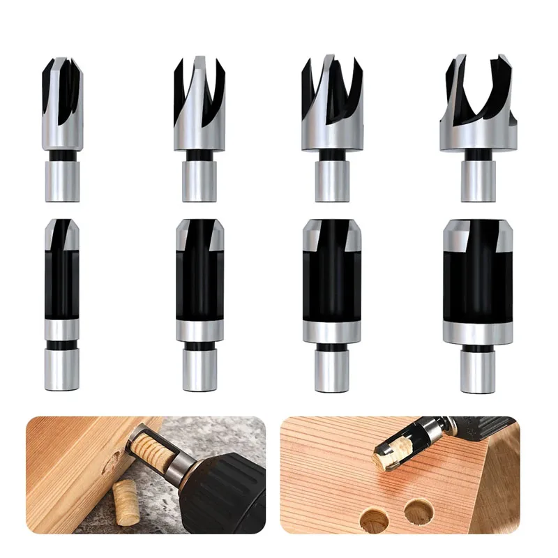 8 Pcs Carbon Steel Wood Plug Cutter Wood Plug Drill Woodworking Drill Bits Barrel Claw Type Round Wood Tenon Drill Bits Tools