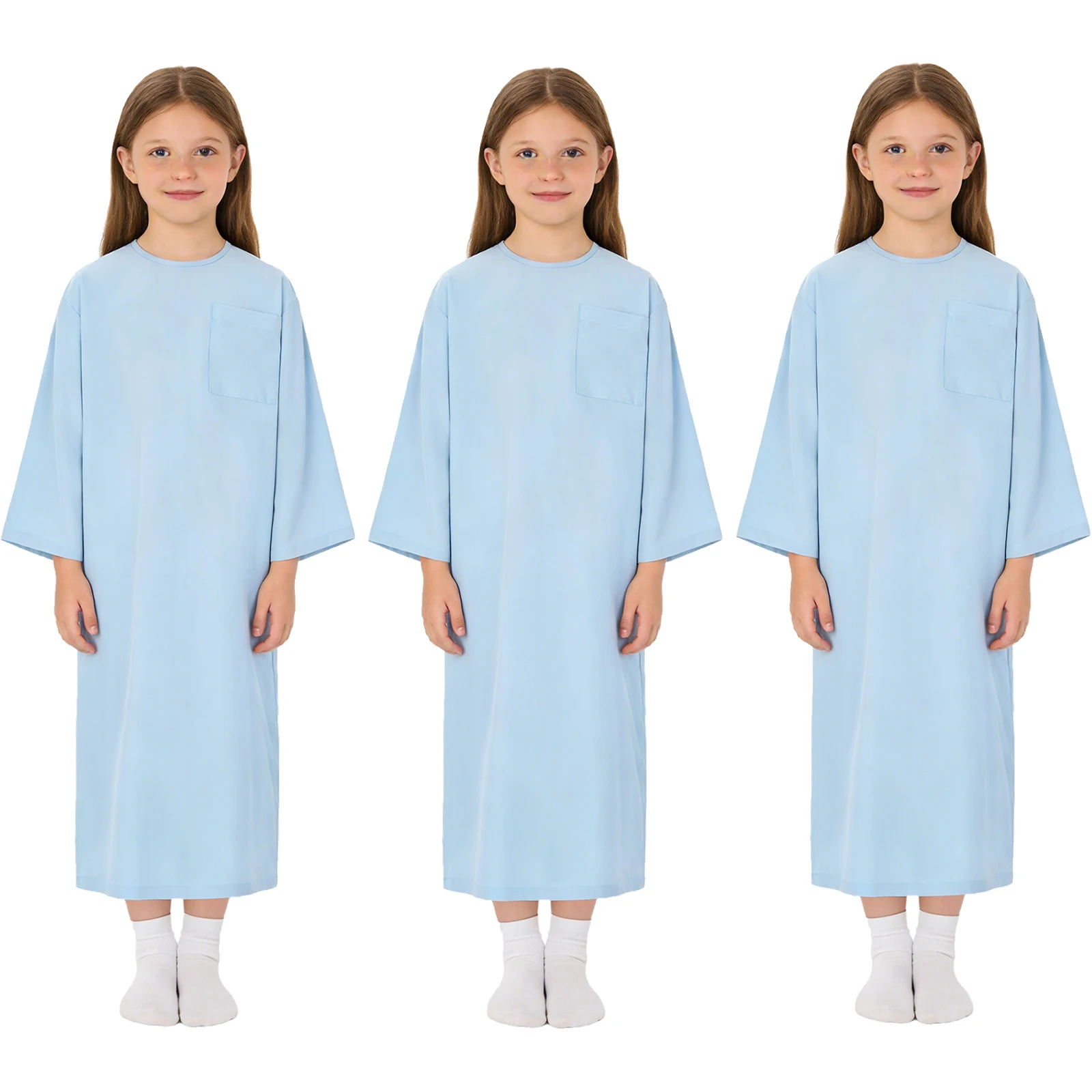 Kids Back Split Hook-and-loop Fastener Pediatric Medical Patient Nursing Gown Boys Girls Special Needs Adaptive Clothing