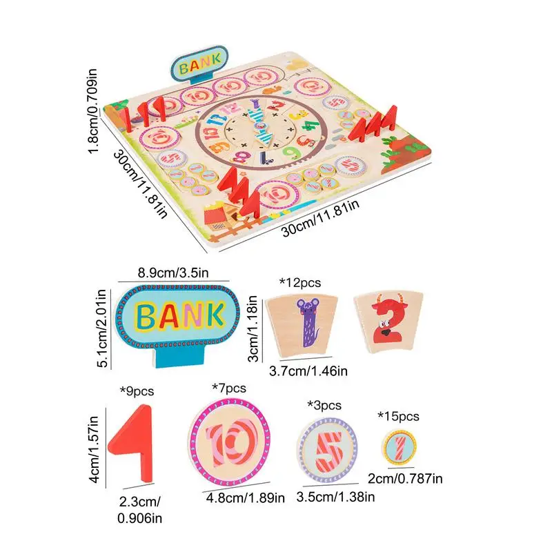 Gra planszowa matematyczna Zabawa Drewniana interaktywna zabawka matematyczna Zabawka dla zwierząt gospodarskich Gra numeryczna Zabawki do nauki matematyki dla szkoły domowej