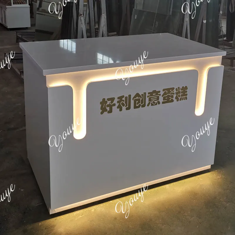 New bakery checkout page reception cake shop counter display baking paint can be customized