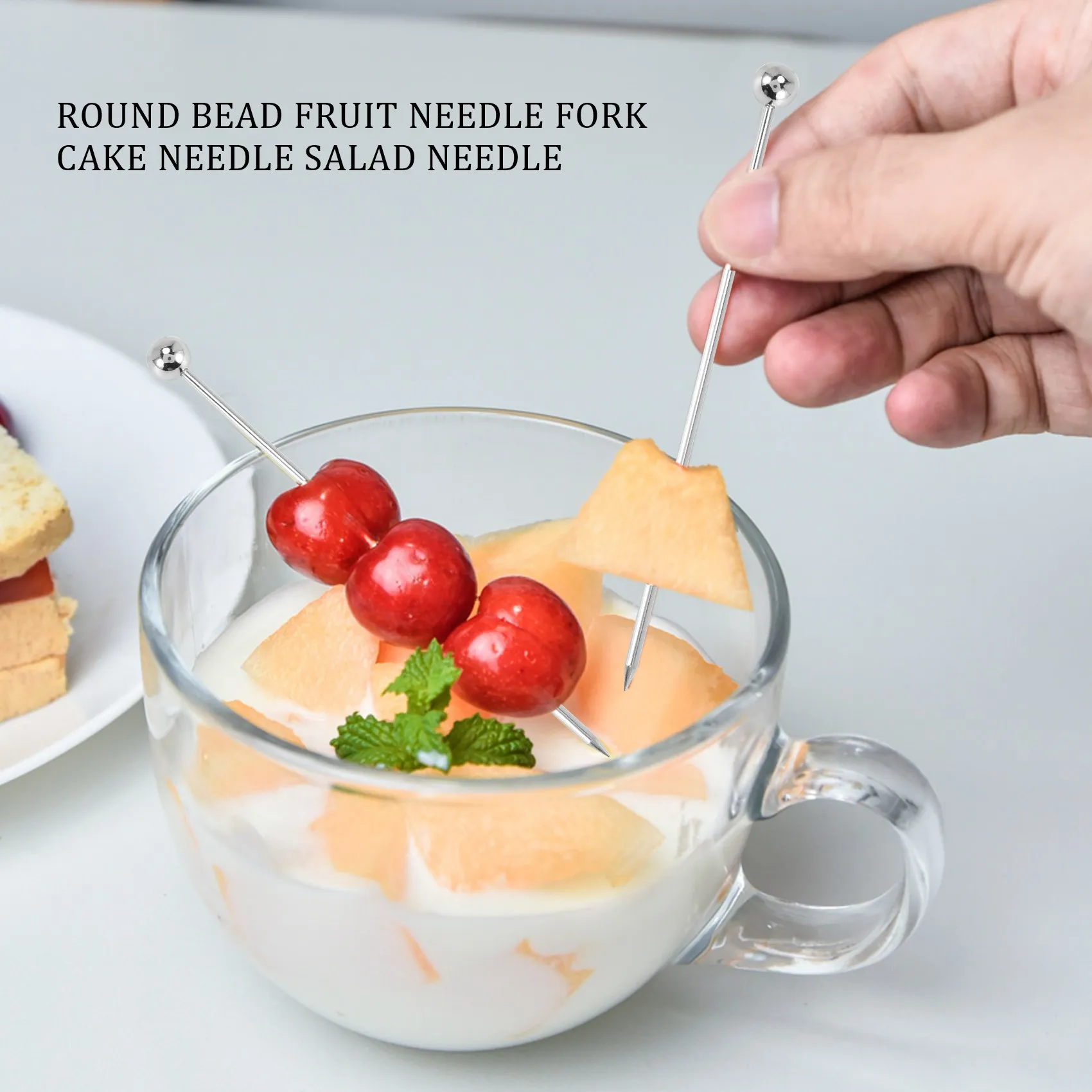 A20M 15Pcs Cocktail Picks, 4 Inch Reusable Stainless Steel Picks Cocktail Toothpicks for Olives Appetizers Sandwich