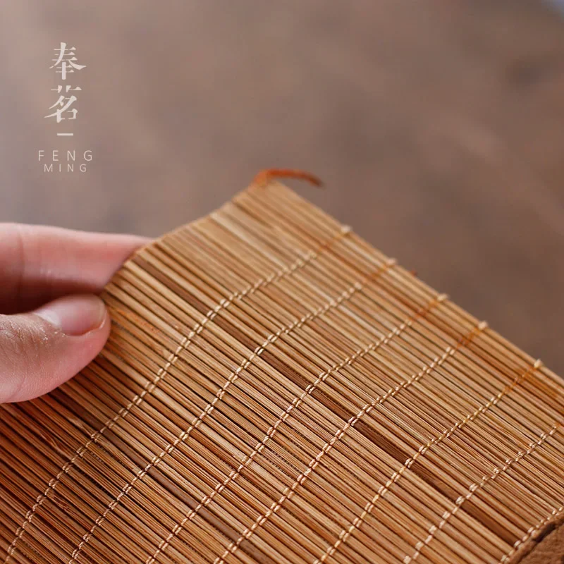 Creative Handmade Tea Mats Placemat Table Mat Coasters Chinese National Bamboo Filament Decor Crafts Linen Cotton Table Runner