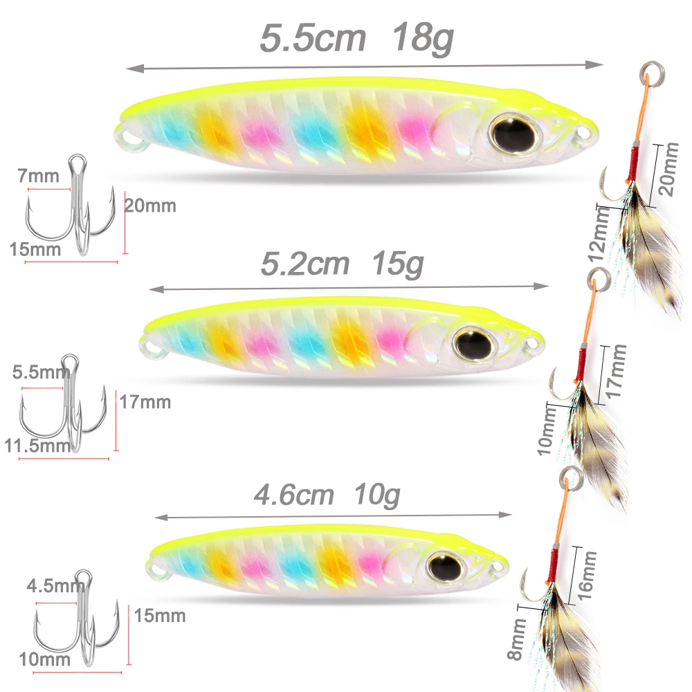 Wędkarstwo z piór Kolorowa przynęta z metalu węglowego Spinning Spoon Sztuczna przynęta Bass Hook of Minnow Sinking Casting Pesca Tackle