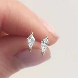 Huitan Dainty Geometric Cubic Zirconia Crystal Earrings for Women Daily Wear Simple Stylish Ear Accessories Low-key Lady Jewelry