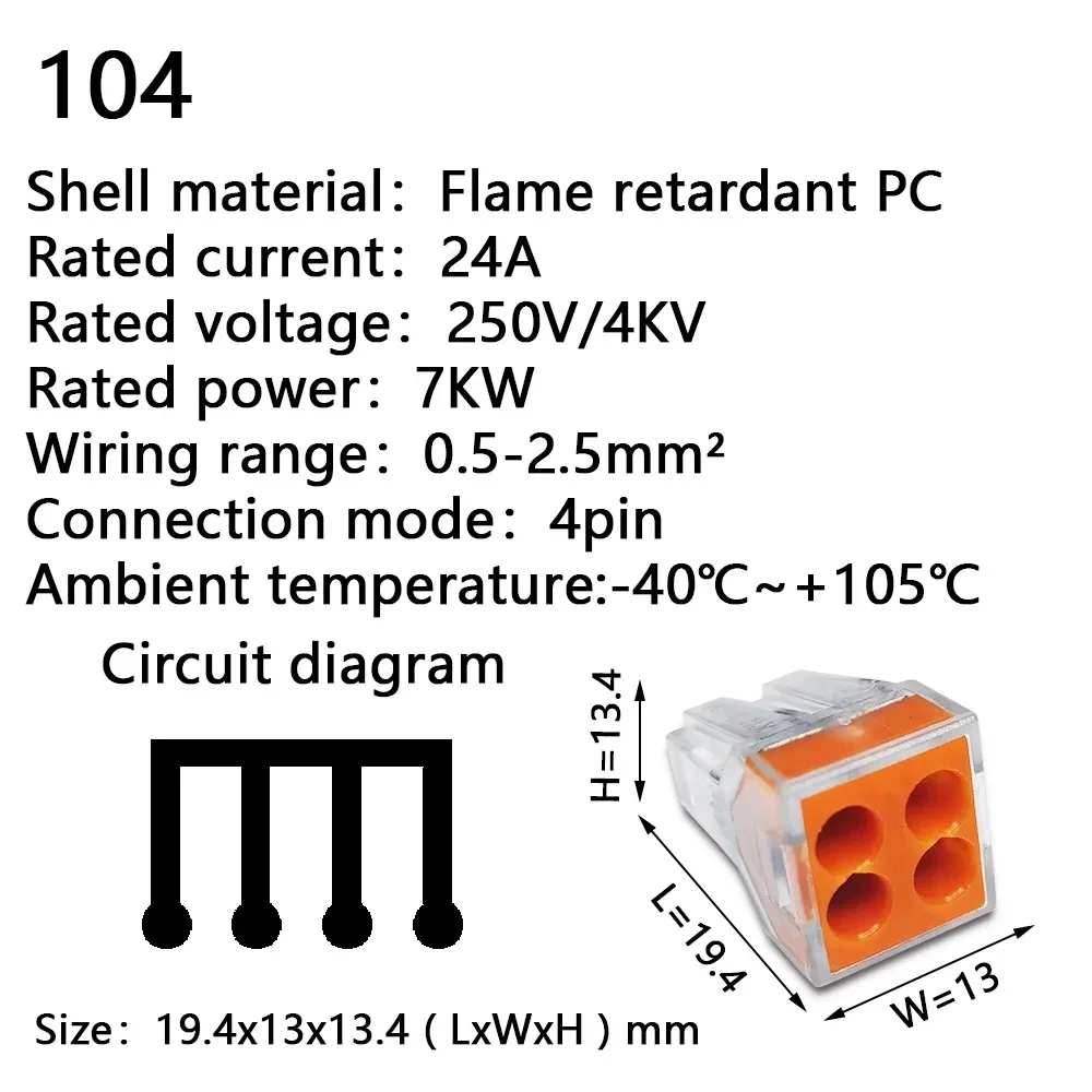 Wire Connectors 102/104/106/108 Compact Mini Fast Wiring Cable Conector For Junction Box Conductors Push-in Terminal Block