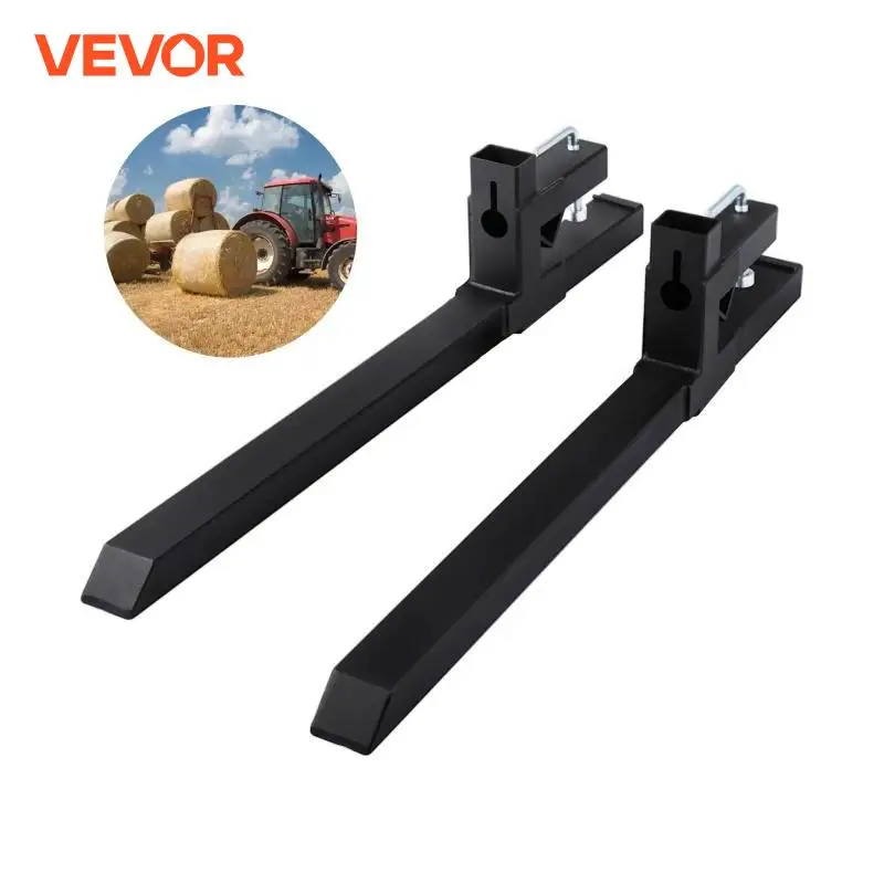 VEVOR 1500 Lbs Pallet Forks Clamp on Bucket Forks 43 Inch Length with Stabilizer for Heavy Duty Tractor Skid Steer Loader