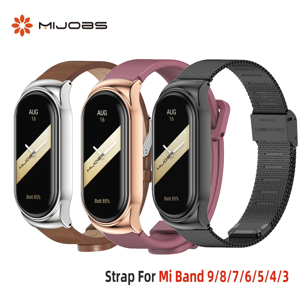 Strap for Mi Band 9 8 7 6 5 4 3 Bracelet for Xiaomi Mi Band 8 Wristband PU Leather Strap for Mi Band 7 6 Watchband Accessories