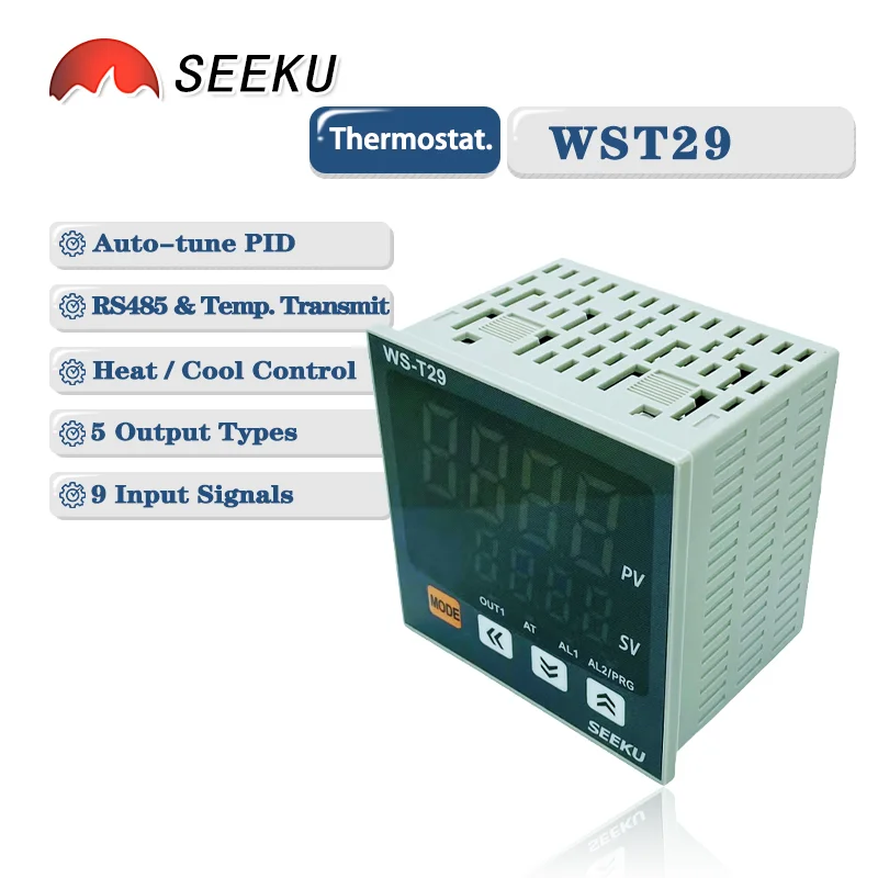 SEEKU PID Temp Controller Multi Sensor Inputs 96X96mm RS485 Modbus Relay SSR 0-10V 4-20mA Output  AC DC24V AC220V