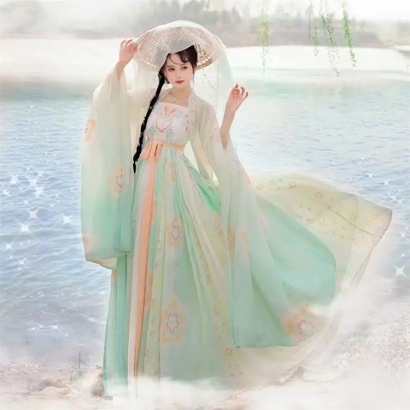 ประเพณีสไตล์จีน Tang Dynasty ความยาวหน้าอก Ripped กระโปรงองค์ประกอบ Hanfu ชุดคอสเพลย์เครื่องแต่งกายสําหรับผู้หญิงชุดเจ้าหญิง