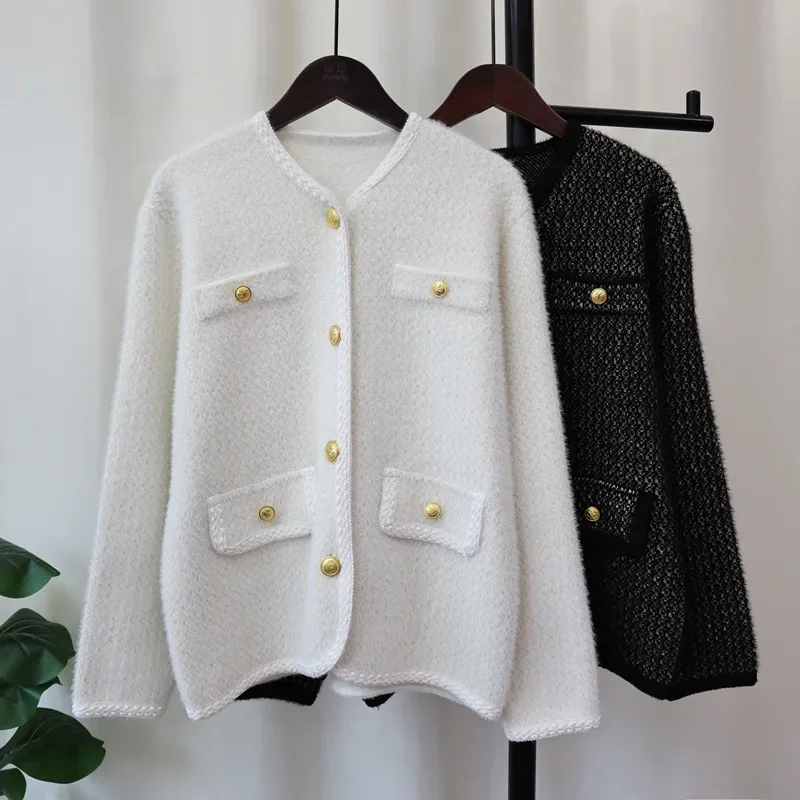 

2024 Women Cute Sweater Elegant Cardigan Kintted Button Loose Spring Autumn Vintage Winter Streetwear Y2k Jumper Coat Cardigans