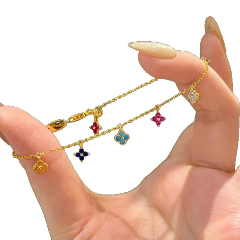 Xiaohongshu شعبية أربع أوراق زهرة اللون سوار المتخصصة تنوعا الصيف رائعة مجوهرات خفيفة فاخرة المجوهرات الراقية #5