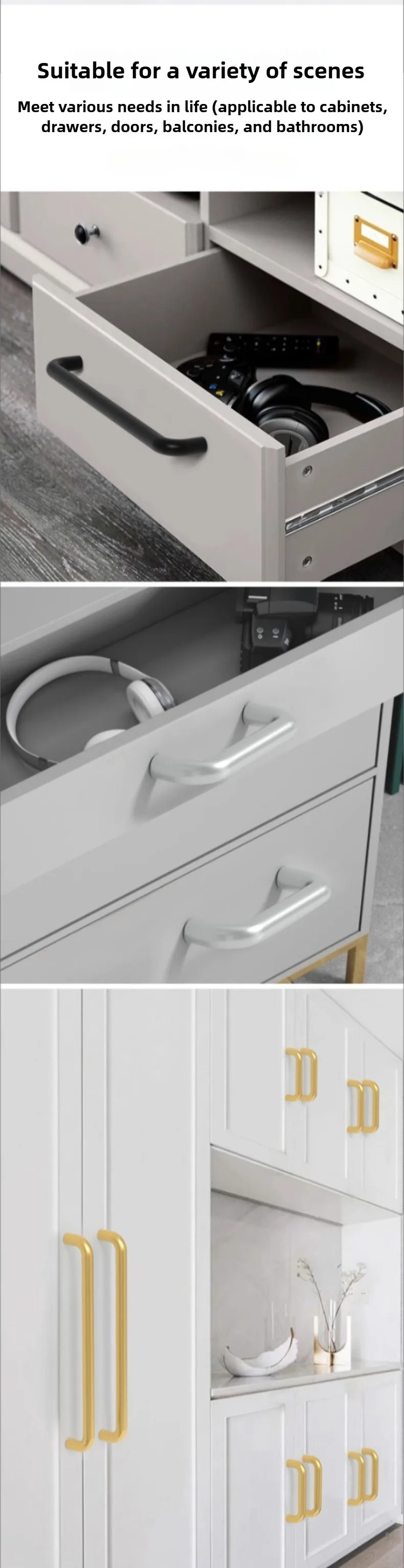 Moderne minimalistische Griffe für Schränke, Kommoden, Schranktürgriffe aus massiver Aluminiumlegierung, Schrankgriffe für Schubladen, Küchenmöbelbeschläge – Detail 10