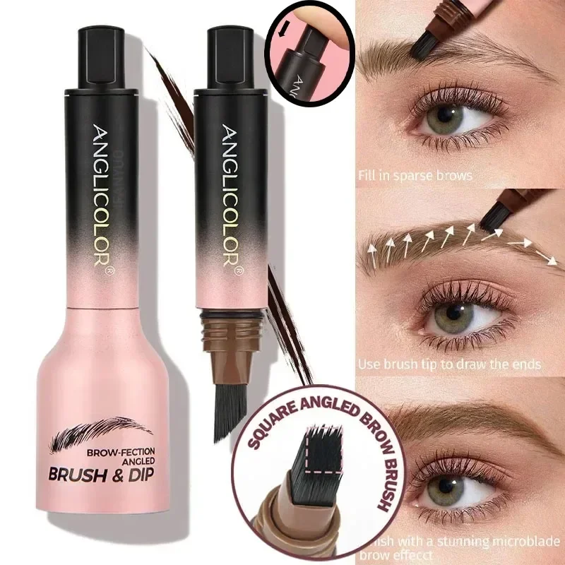 3D Wilde Wenkbrauwpotlood Microblading Wenkbrauw Tint Pen Vierkante Schuine Borstel Brow Dye Crème Anti-vlekken Waterdicht Multifunctioneel