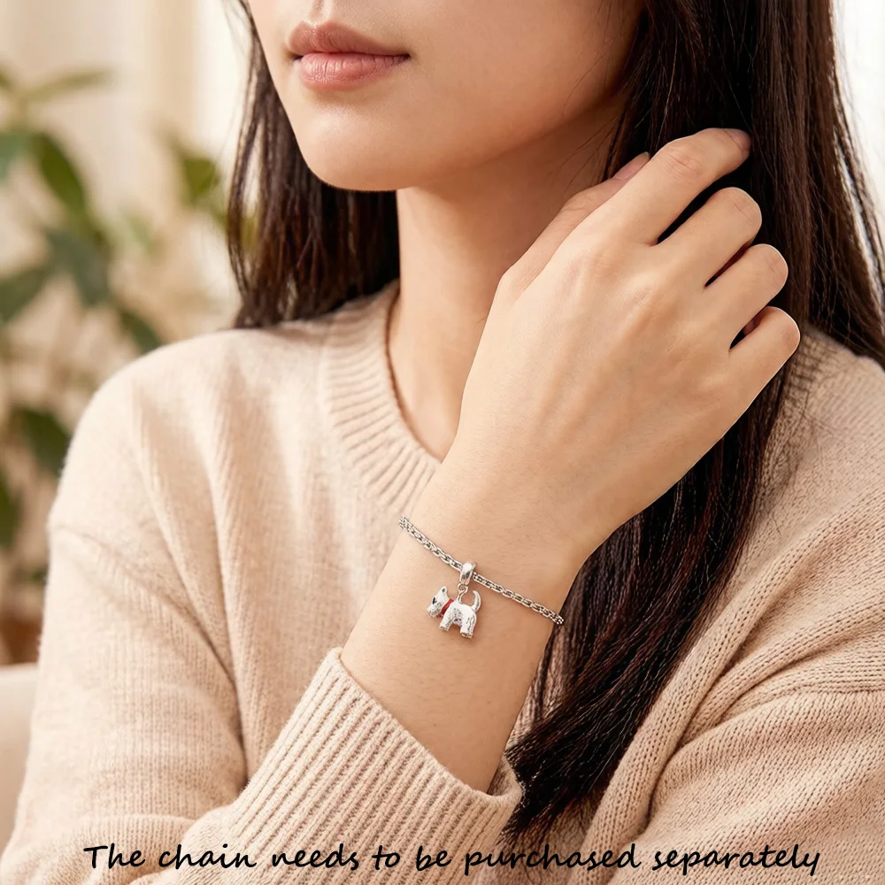 Cute Pet Dog Family Stroll Design Pendant Charm Fashion 925 Sterling Silver Women Gift