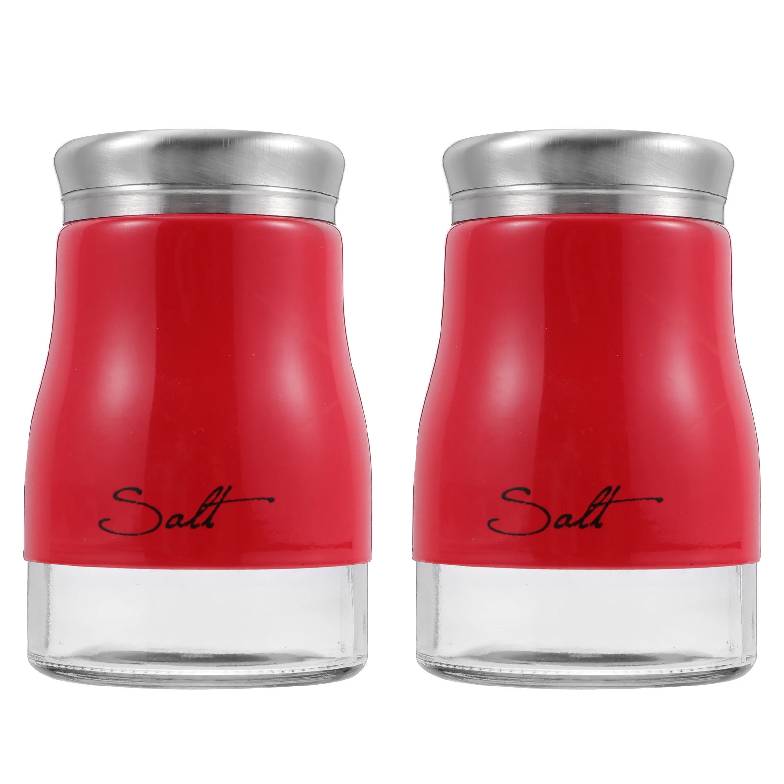 

2Pcs Glass Seasoning Shaker Salt Pepper Container with Stainless Steel Lid Kitchen Spice Jar for Home Outdoor Use Sugar Salt