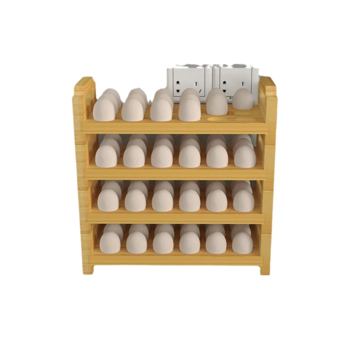 Kitchen Wooden Egg Tray Household Stackable Egg Rack Refrigerator Countertop Wooden Egg Tray Storage Box