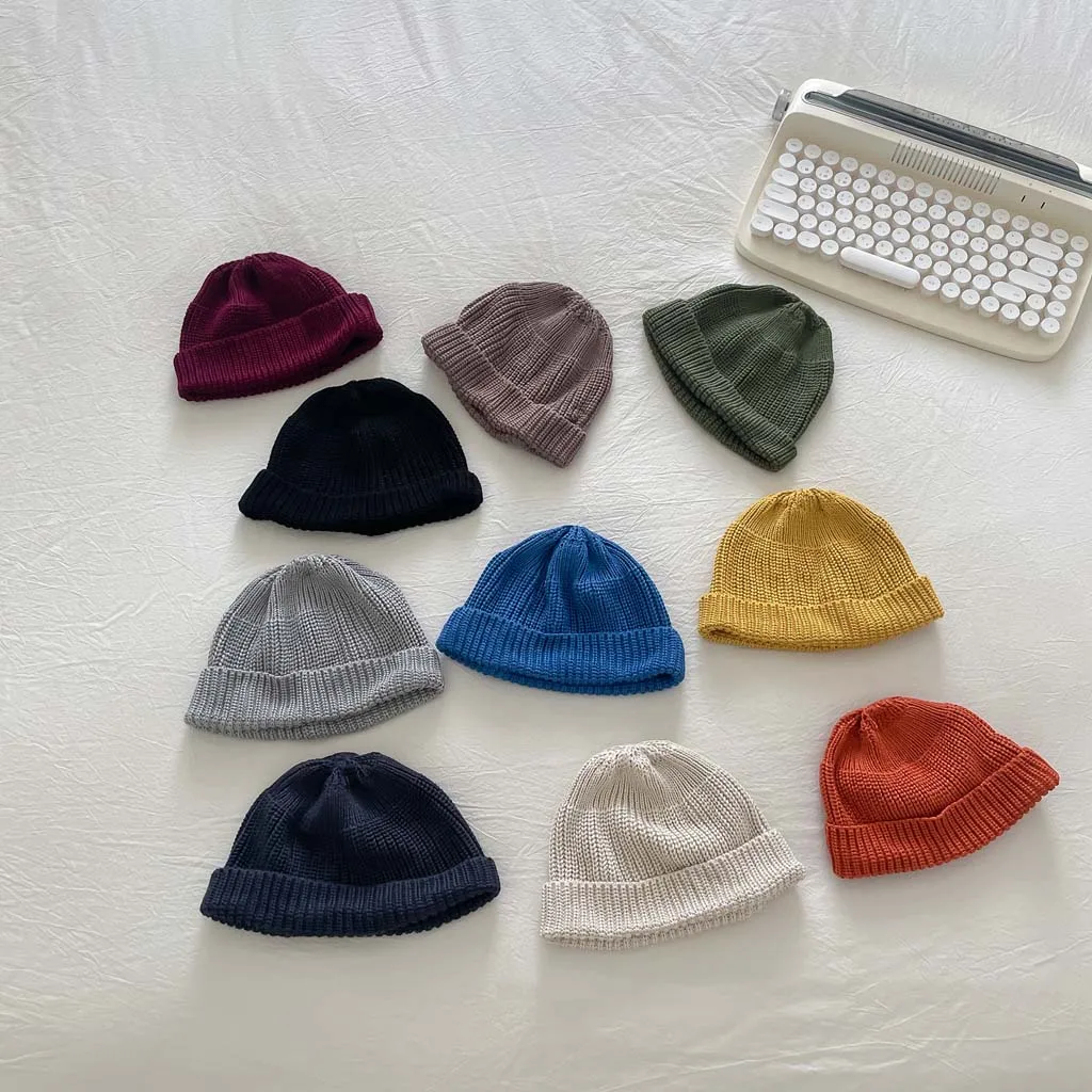 

Solid Color Kids Knitted Hat 2023 Autumn Kids beanie Caps Children's Soft Bonnet Caps For Boys Girls Wool Hat