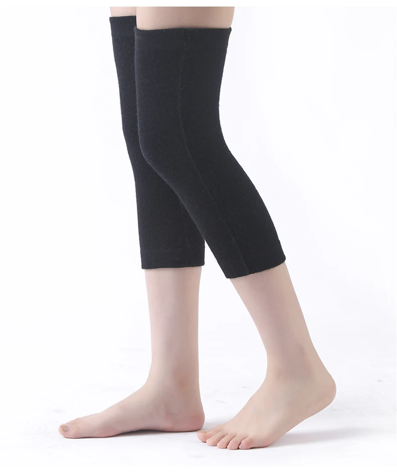 100% wolle Unisex Knie Hülse Solide Winter Kältebeständig Warme Knie Männer Gestrickte Hohe Kniescheibe Knie Protektoren Beinlinge Frauen Herbst – Detail 2