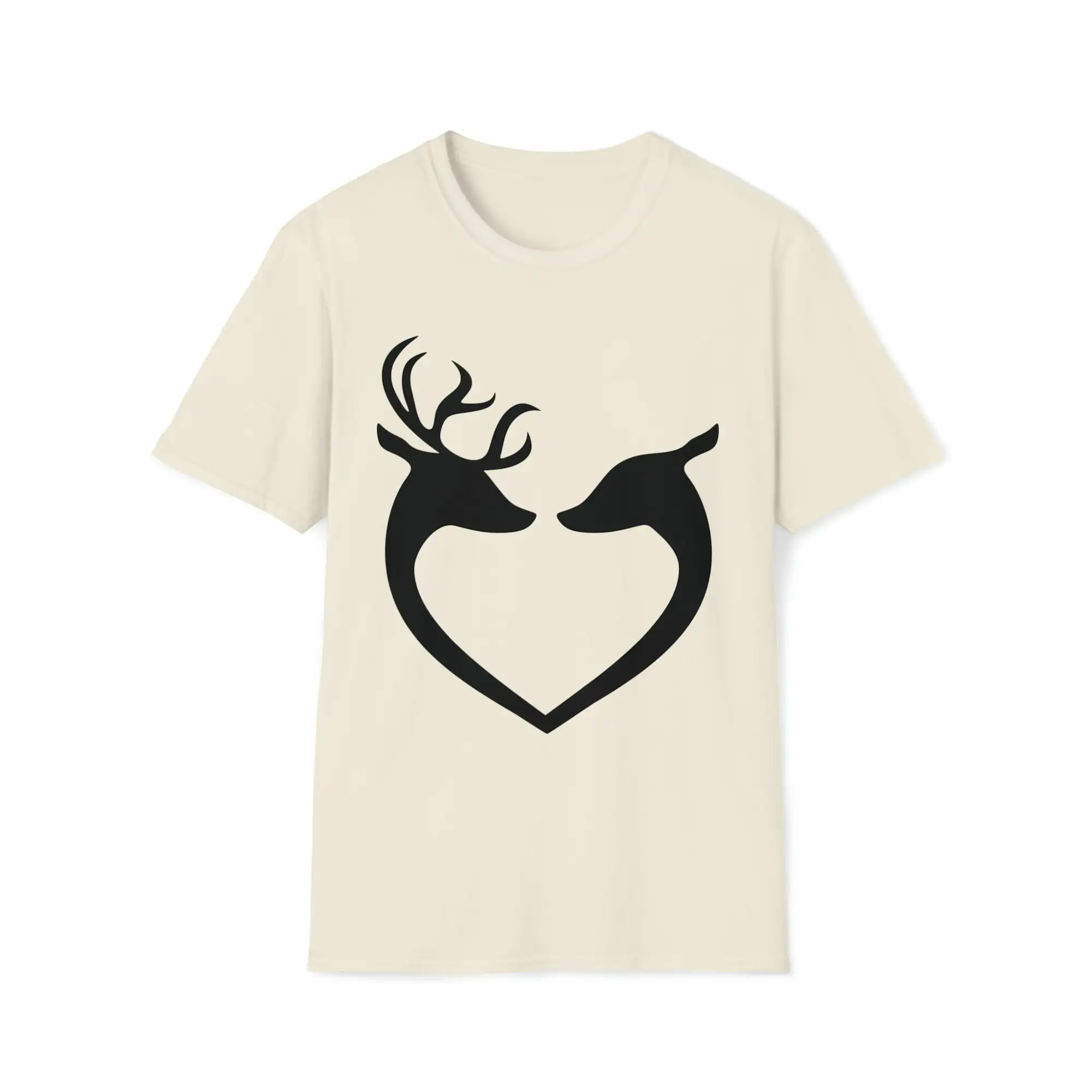 Softstyle Deer Couple Heart Silhouette T Shirt 11 Color Options