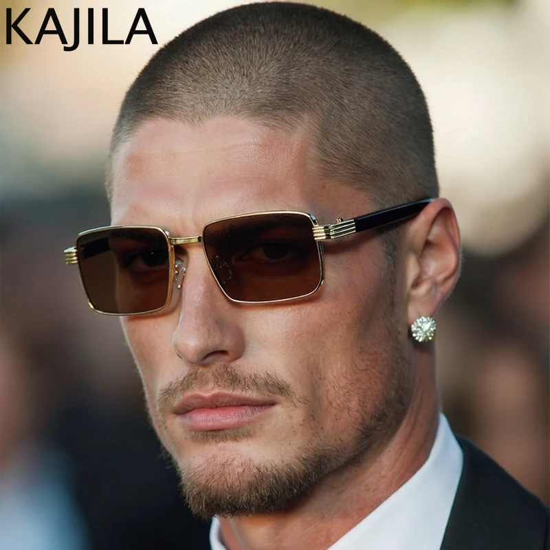 

Small Frame Rectangle Punk Sunglasses Men 2025 Luxury Brand Vintage Steampunk Driving Sun Glasses Trendy Outdoor Shades UV400