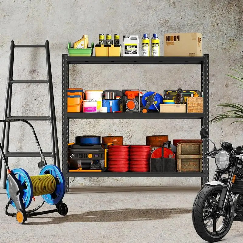 

3-Tier Heavy Duty Steel Shelving Unit, Adjustable 63" H, 67" W x 19.7" D, Black, Requires Assembly, Perfect for Storage