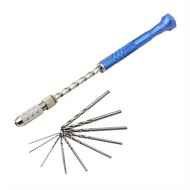 1set Blue Extended Semi Automatic 0.5 To 3mm Hand Twist Drill Amber Plastic Circuit Board Drilling Tool Set
