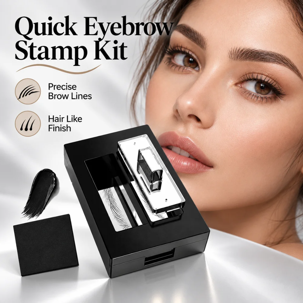Eyebrow Makeup Stamp Tool Kit With Clear Transfer Head And Brow Ink For Defined Natural Looking Brows And Easy Touch Ups
