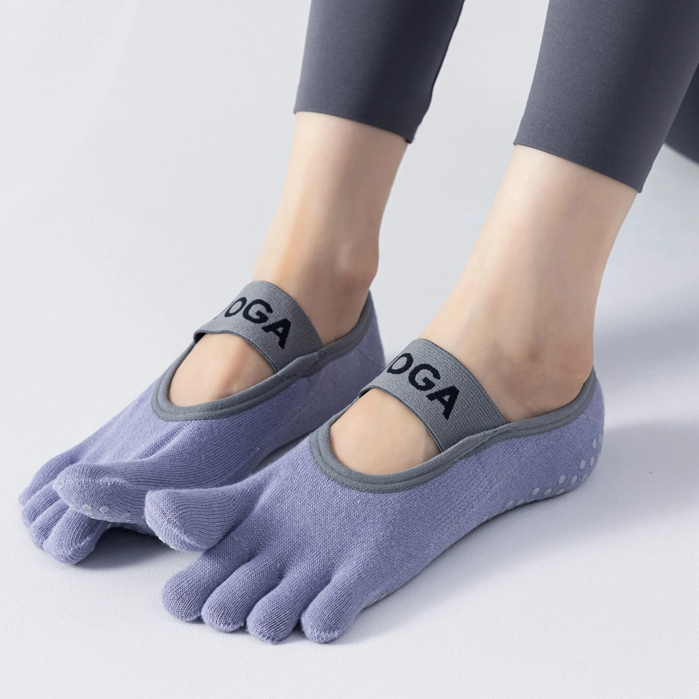 3 Pairs Women Yoga Socks with Separate Fingers Non-slip Toe Pilates Socks Shoes Antislip Five Finger Sports Socks Floor