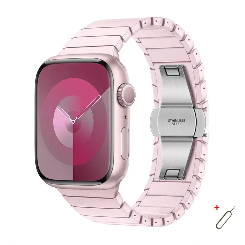 Титановый ремешок из нержавеющей стали для Apple Watch Band Ultra2 46 мм 49 мм 45 мм 44 42 мм 41 40 Link Браслет IWatch 10 9 8 7 SE 5