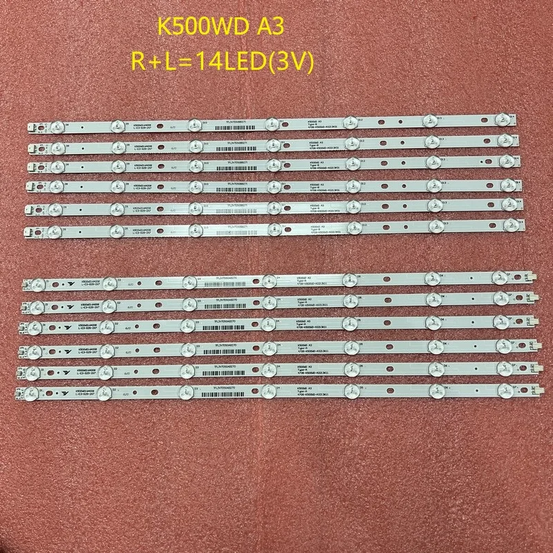 

Kit 12pcs LED backlight strip for 50PFL3040 K500WD6 4708-K500WA-A1213K01 4708-K500WB-A1213K01 K500WD A3 4708-K500WD-A3213K01